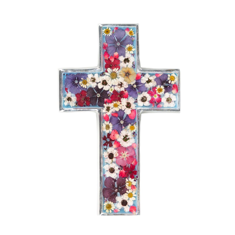 Pressed Flower Wall Cross - 6.5"