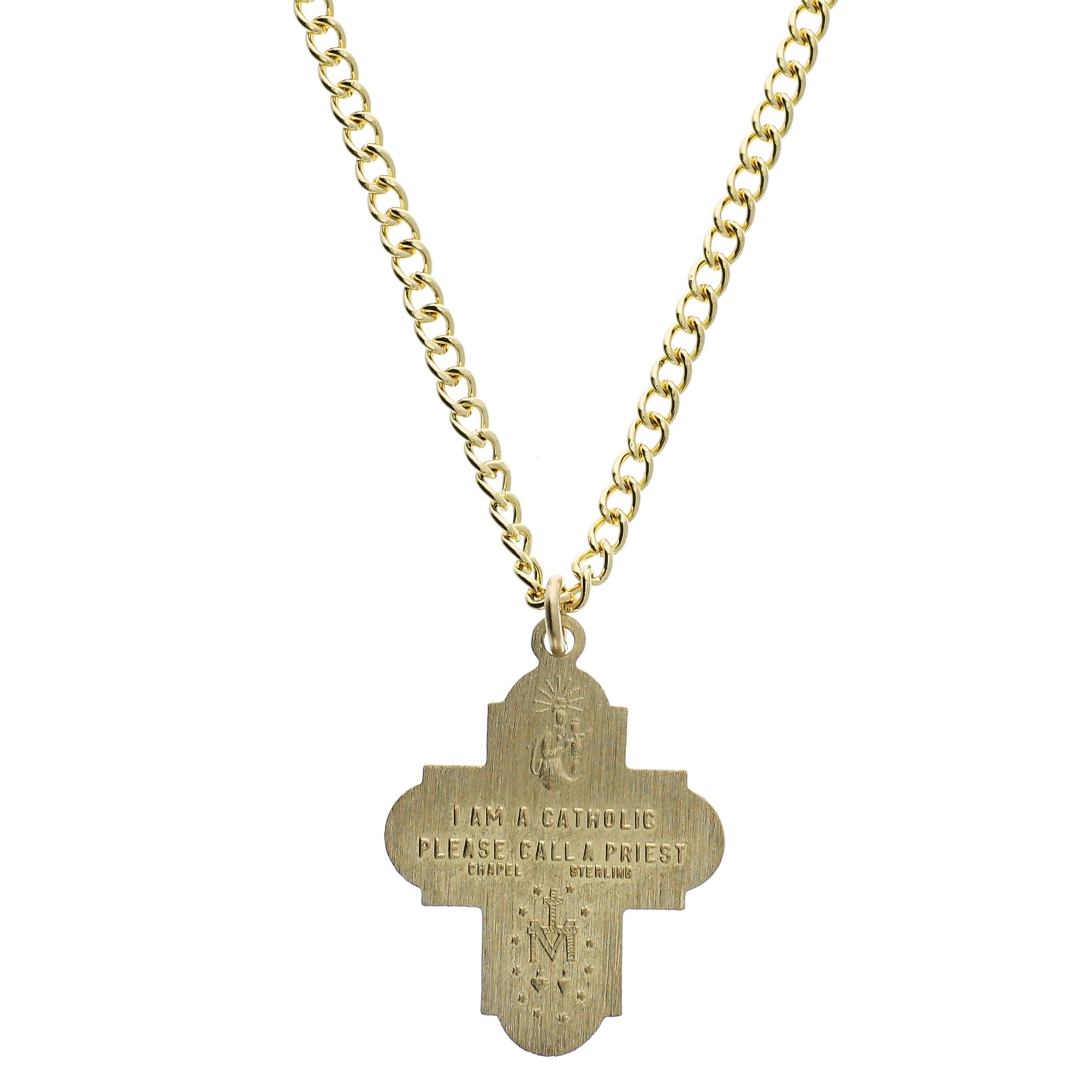 Gold/Sterling Silver Four-Way Medal with 24 inch chain