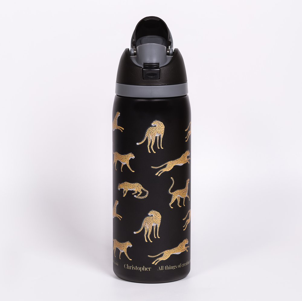 Personalized St. Francis Cheetah Water Bottle
