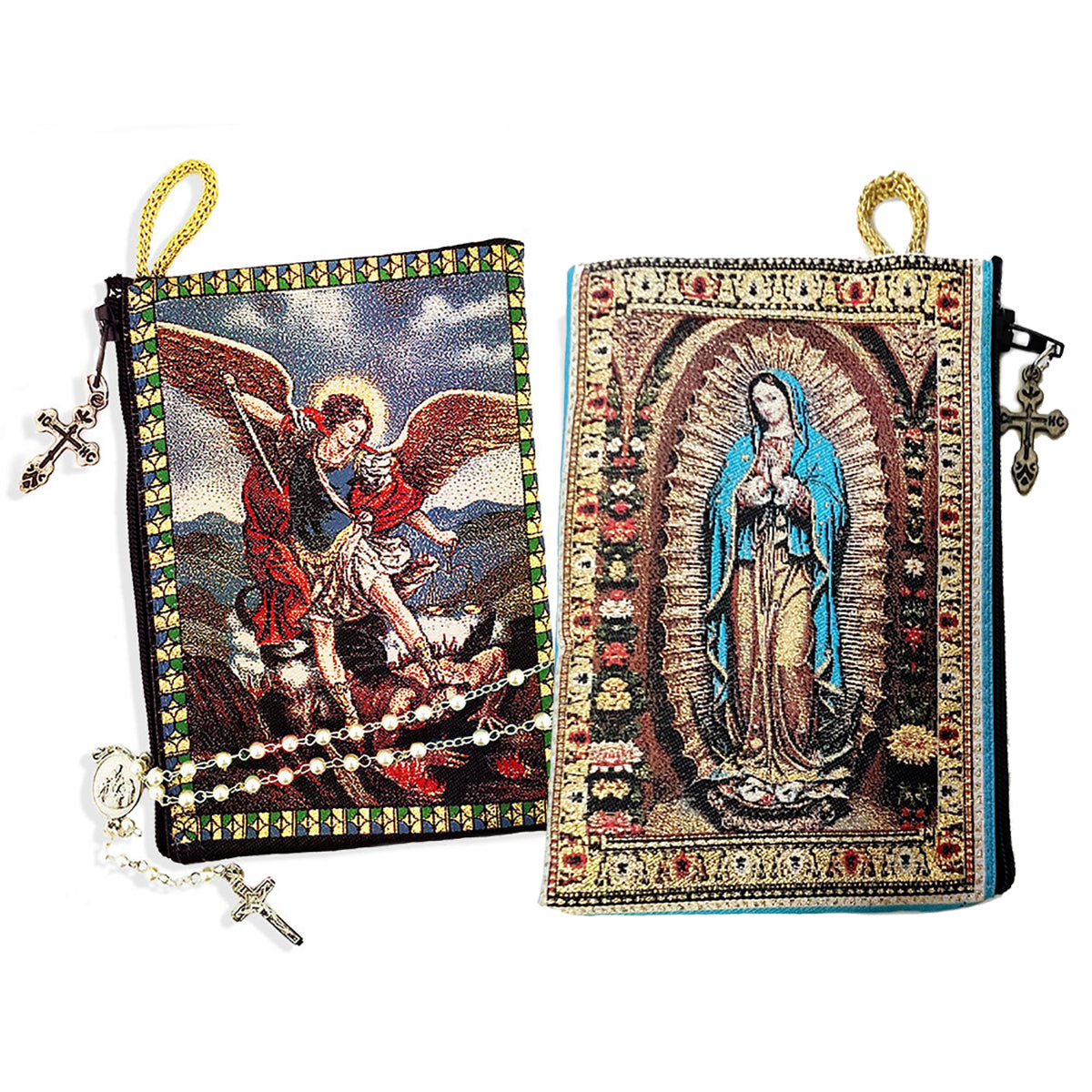Our Lady of Guadalupe & St. Michael Two Sided Rosary Pouch