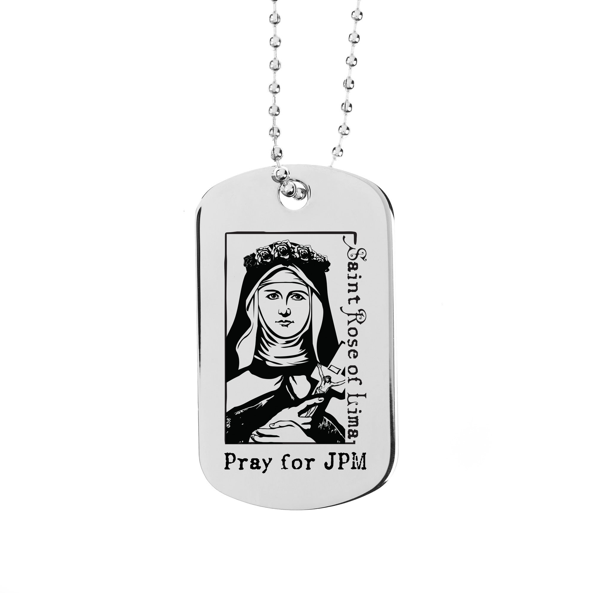 Personalized St. Rose of Lima Dog Tag Necklace