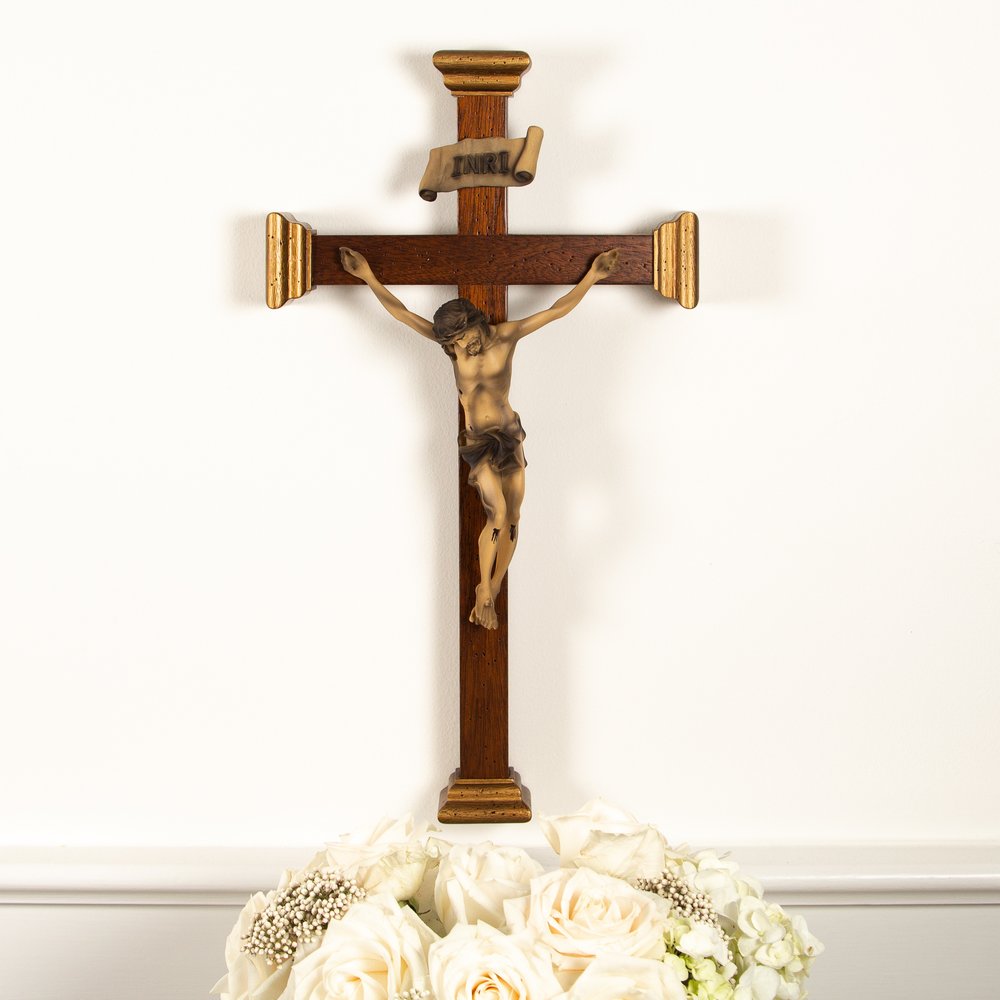 Handmade Italian Mahogany Crucifix - 18"
