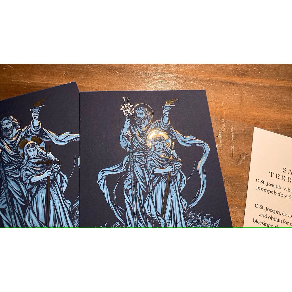 St. Joseph Terror of Demons Gold Foiled Prayer Card