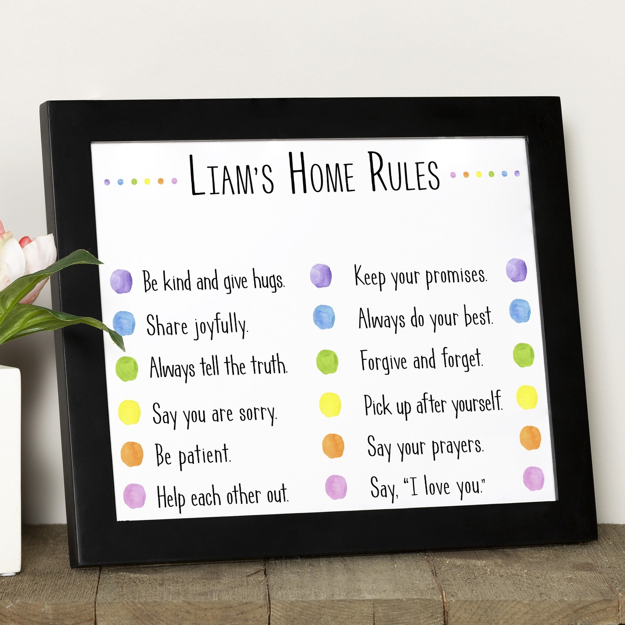 Personalized Home Rules for Kids Framed Print | The Catholic Company®