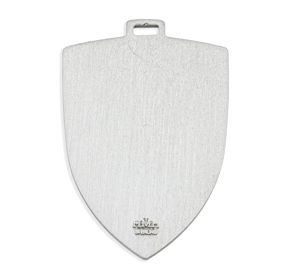 Large Sterling Silver St. Michael Shield Medal Necklace