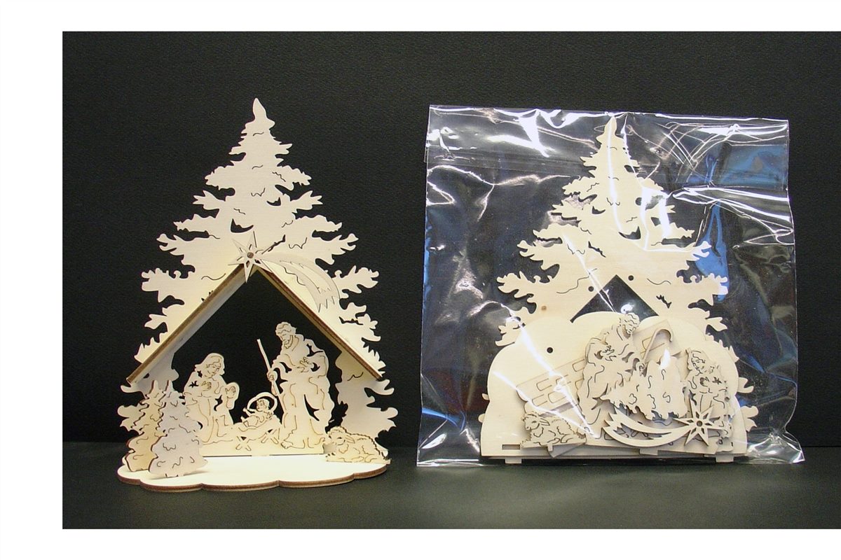 Holy Family Laser Cut Wood Nativity Tree - 6"