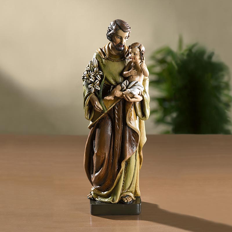 St. Joseph with Christ Child Statue, 8"