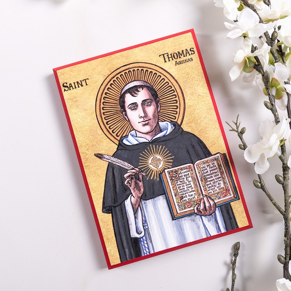 St. Thomas Aquinas Modern Icon Plaque - 5" x 7"