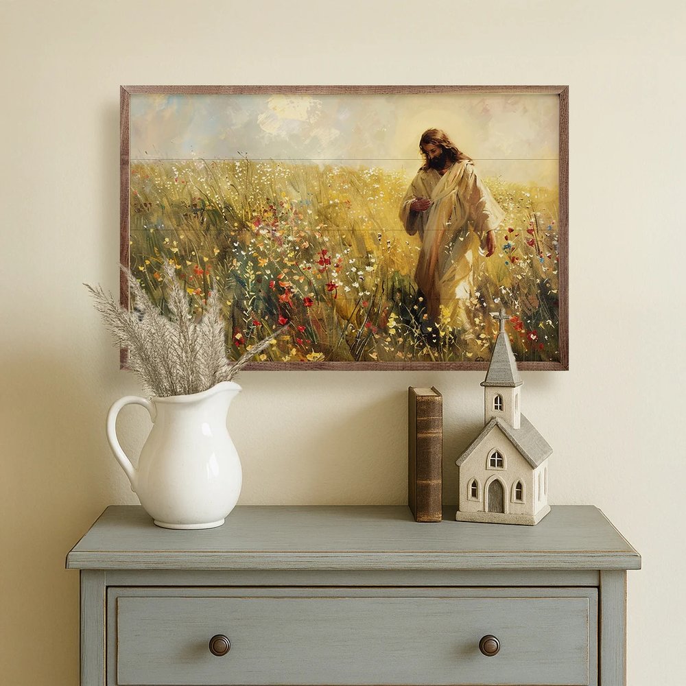 Jesus Among Wildflowers Framed Art