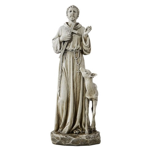 St. Francis with Deer Garden Statue-12.75"