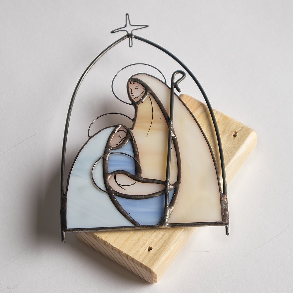 Holy Family Stained Glass Candleholder