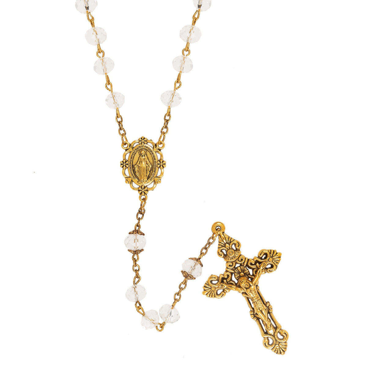 Crystal & Antique Gold Rosary | The Catholic Company®