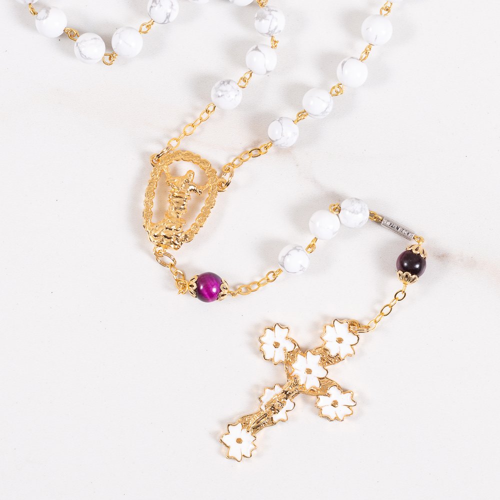 Ghirelli Aulite & Red Tiger Eye Risen Christ Rosary