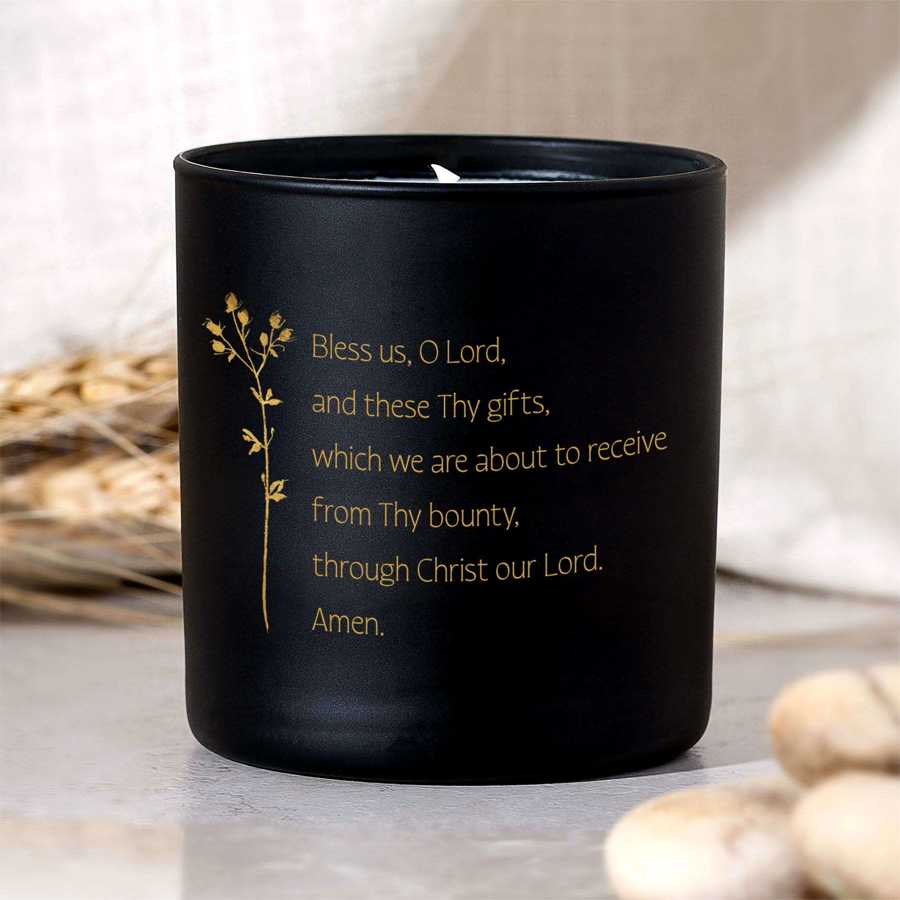 Bless Us O Lord Botanical Prayer Candle
