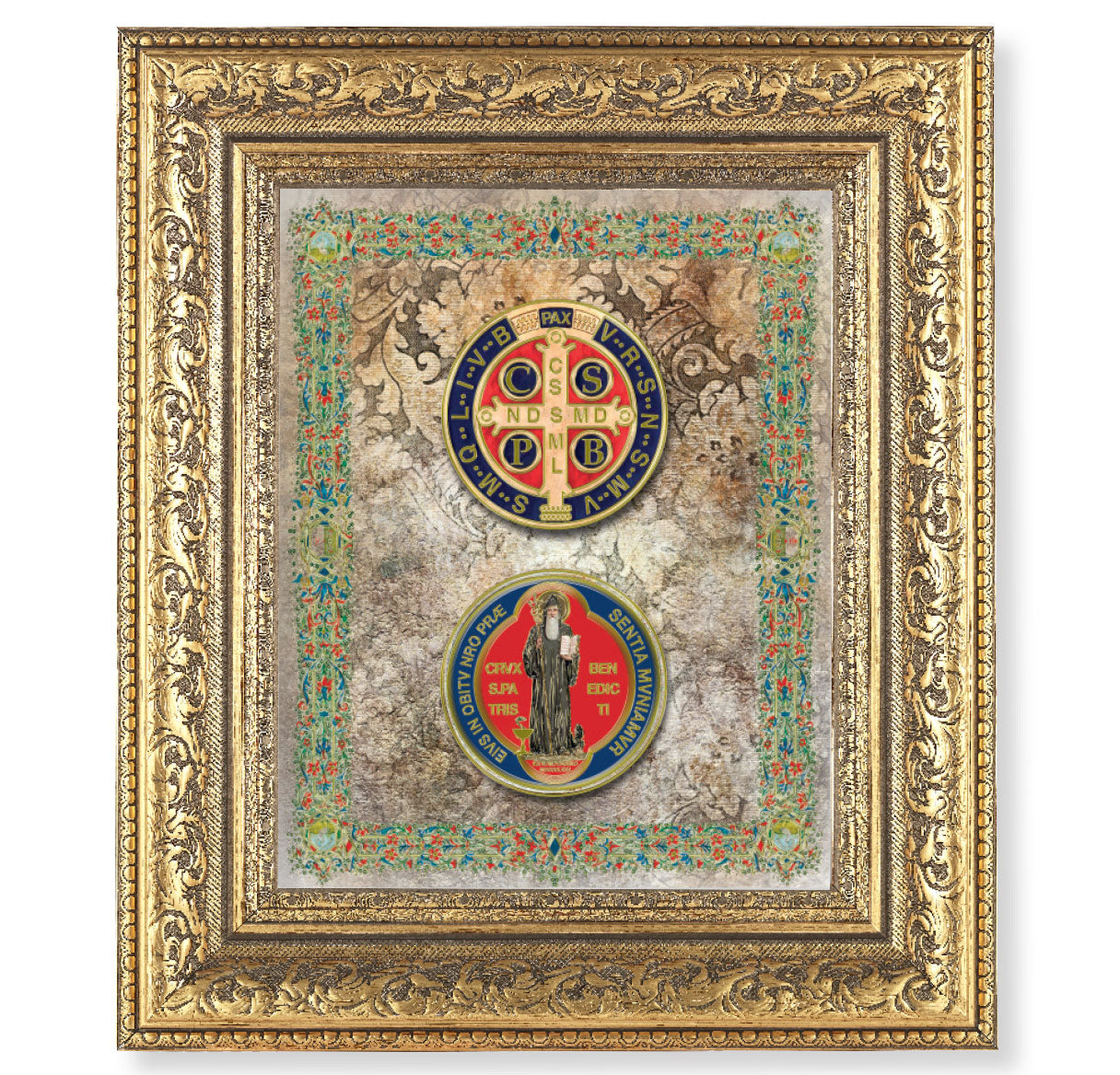 St. Benedict Jubilee Medal Gold Framed Art - 8" x 10"