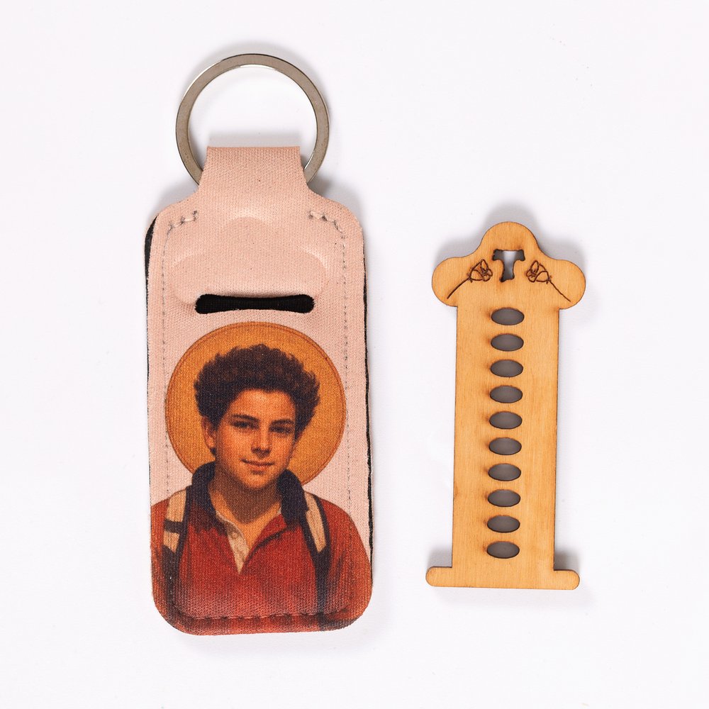 St. Carlo Acutis One-Decade Finger Rosary & Pouch Keychain