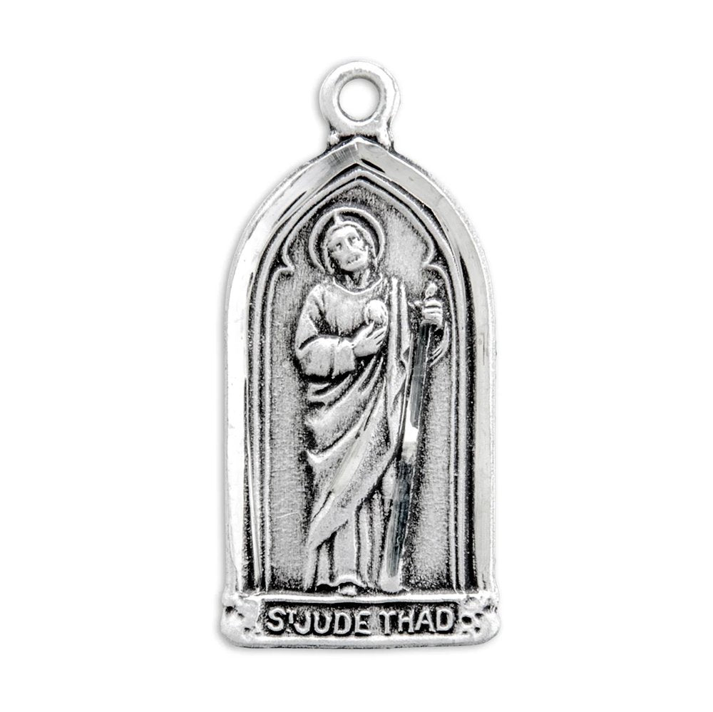 Sterling Silver St. Jude Thaddeus Arched Medal Necklace