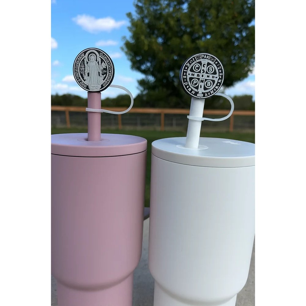 St. Benedict Medal Tumbler Straw Toppers (2 Pack)