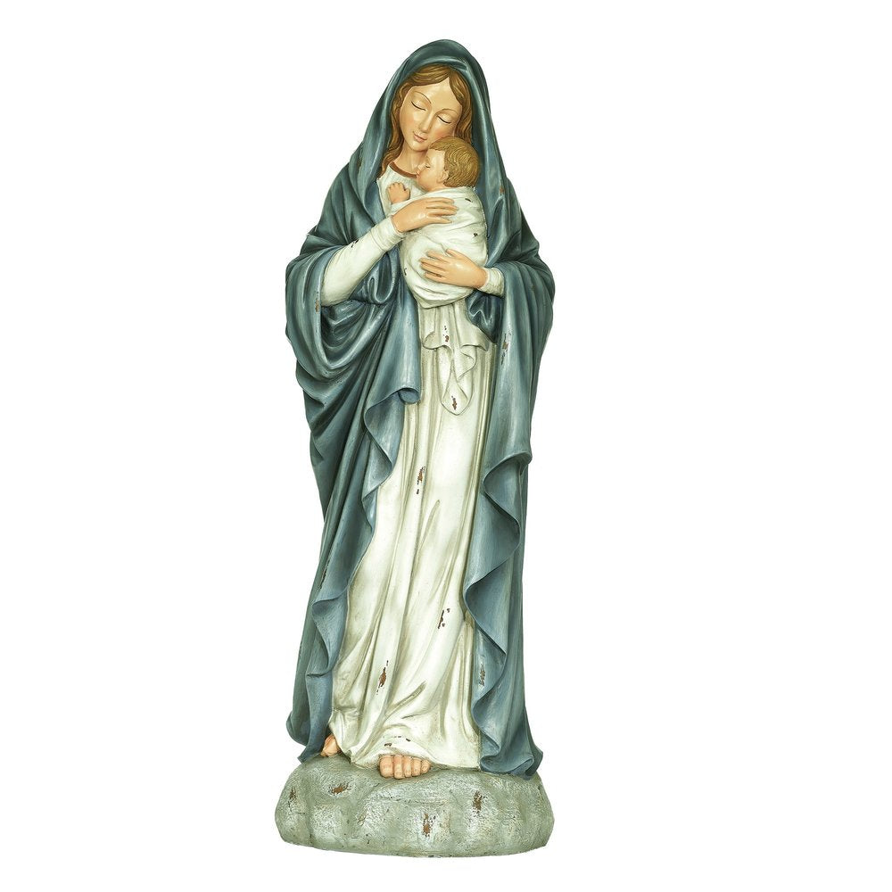 Madonna & Child Embracing Garden Statue - 32"
