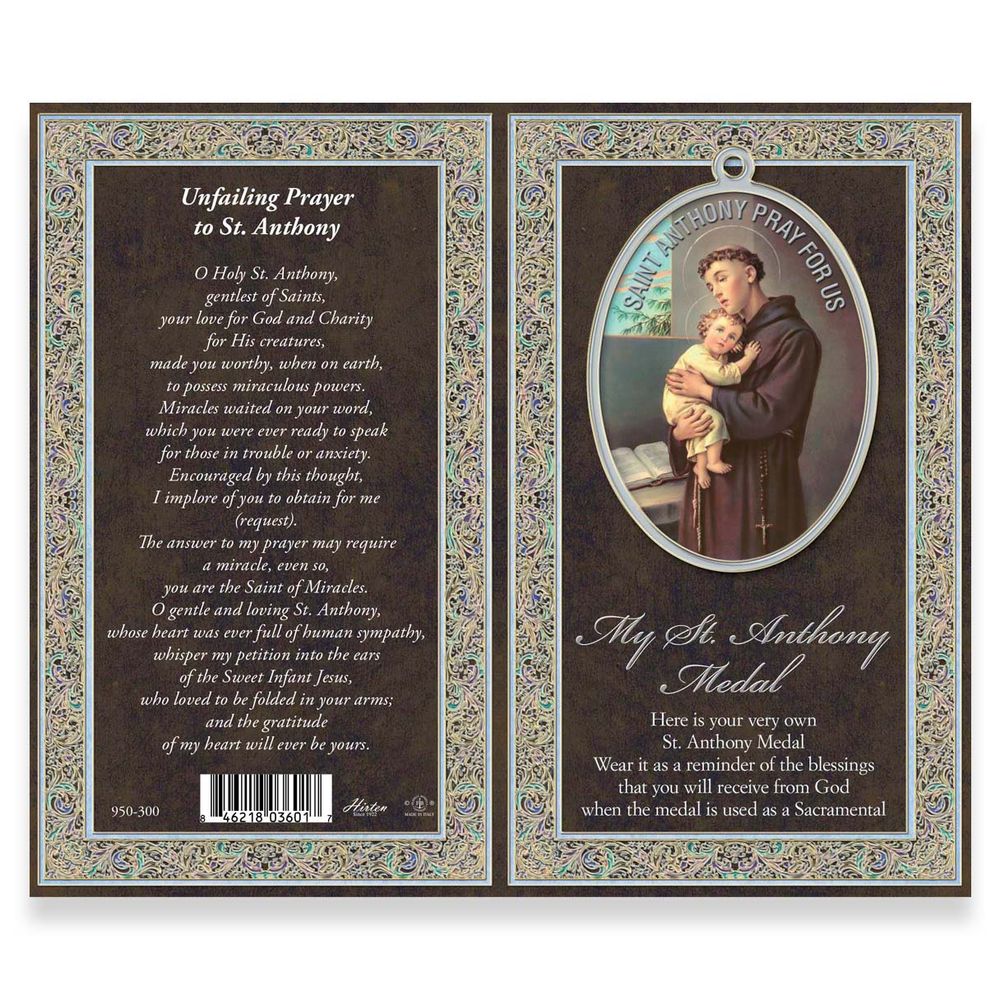 St. Anthony Pewter Medal Necklace & Prayer Card Pamphlet