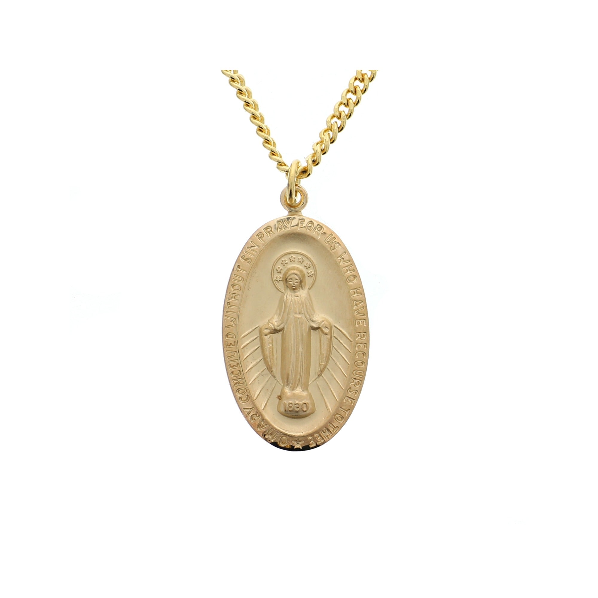 Gold/Sterling Silver Miraculous Medal with 24 inch chain