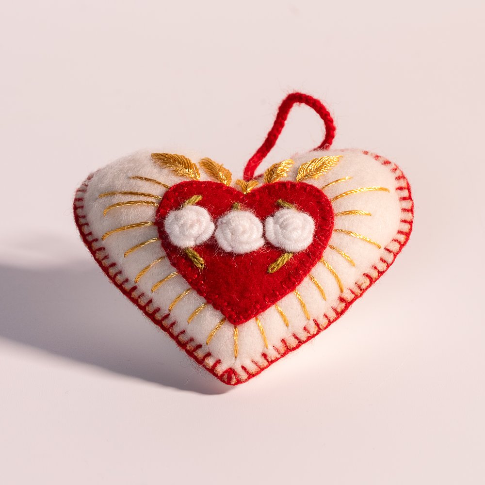 Embroidered Wool Immaculate Heart Ornament