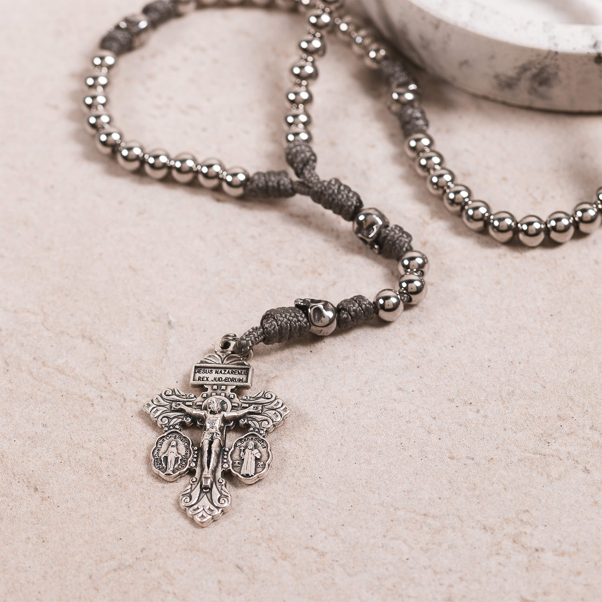 Mini Memento Mori Pardon Crucifix Paracord Rosary | The Catholic