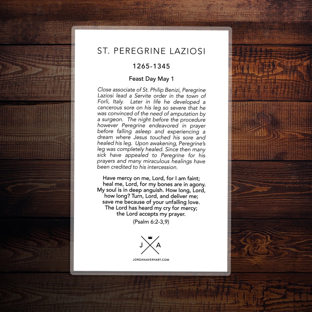 Saint Peregrine Laziosi Large Prayer Card