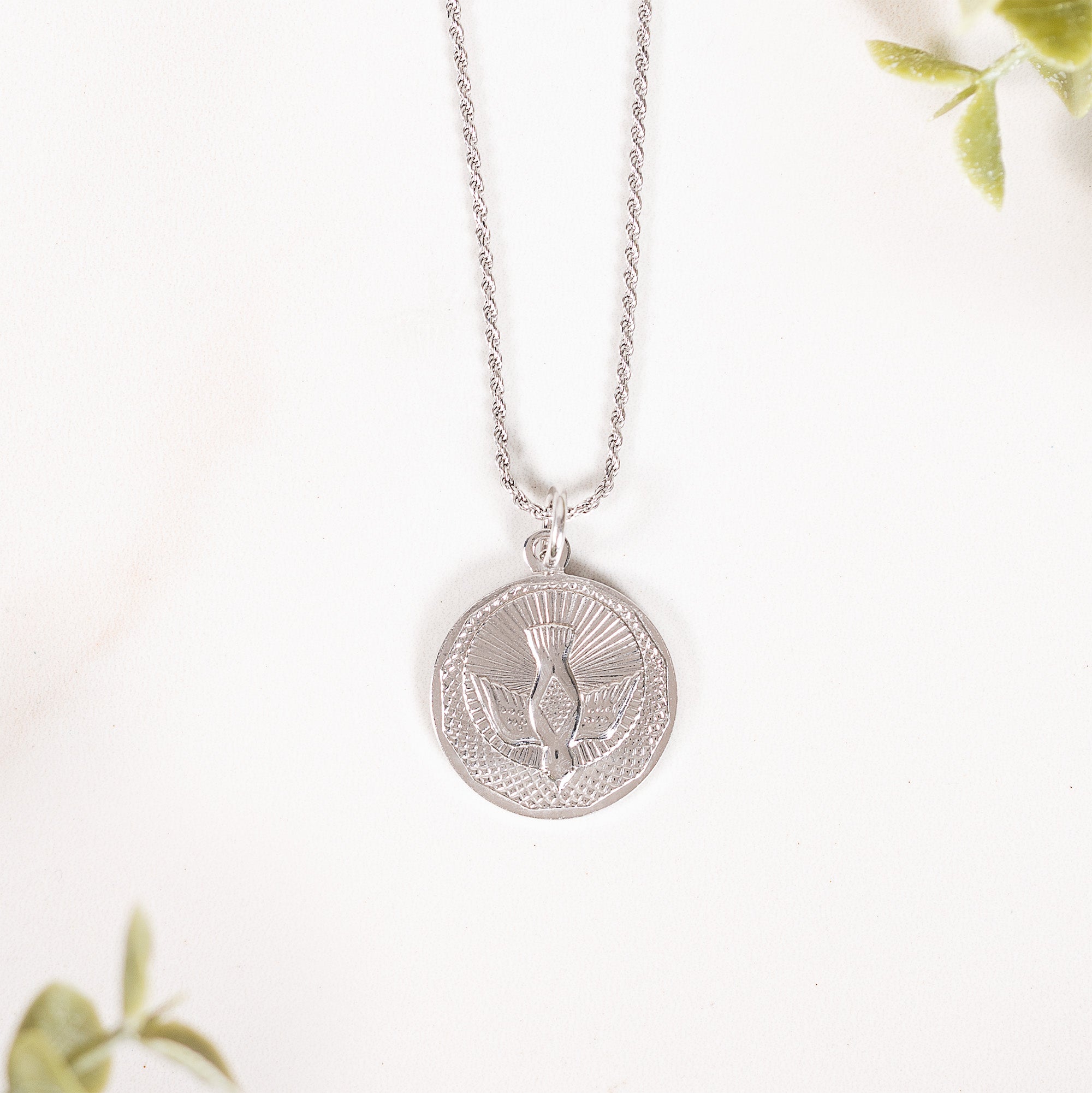 Italian Holy Spirit Medallion Necklace