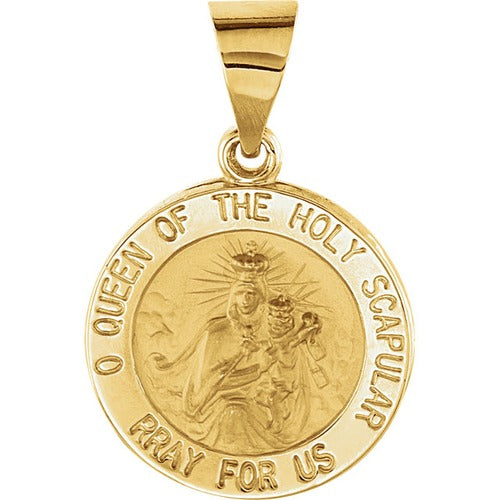 14kt Yellow Gold 14.75mm Round Hollow Scapular Medal | The Catholic ...