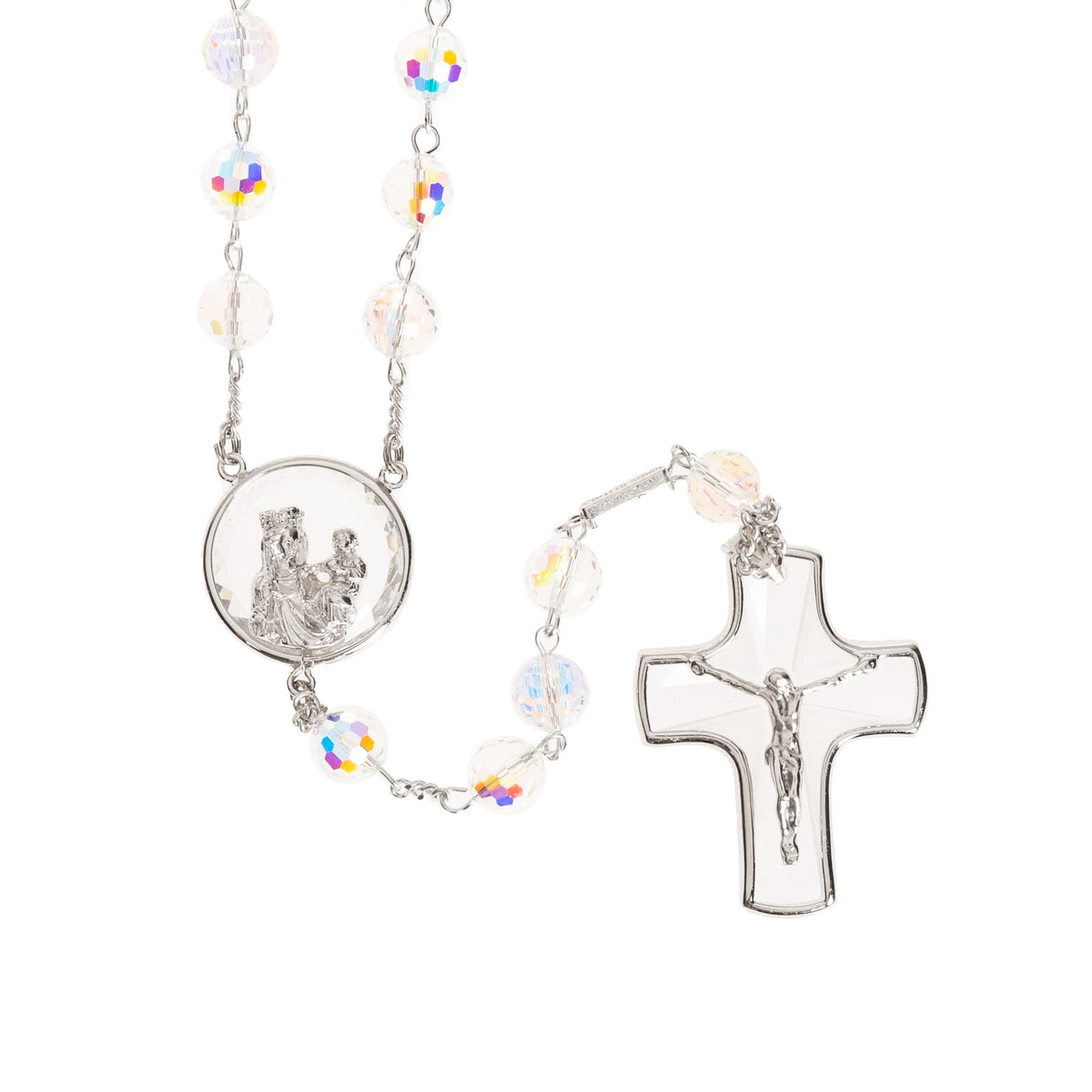 Sterling Silver Aurora Borealis Lourdes Rosary