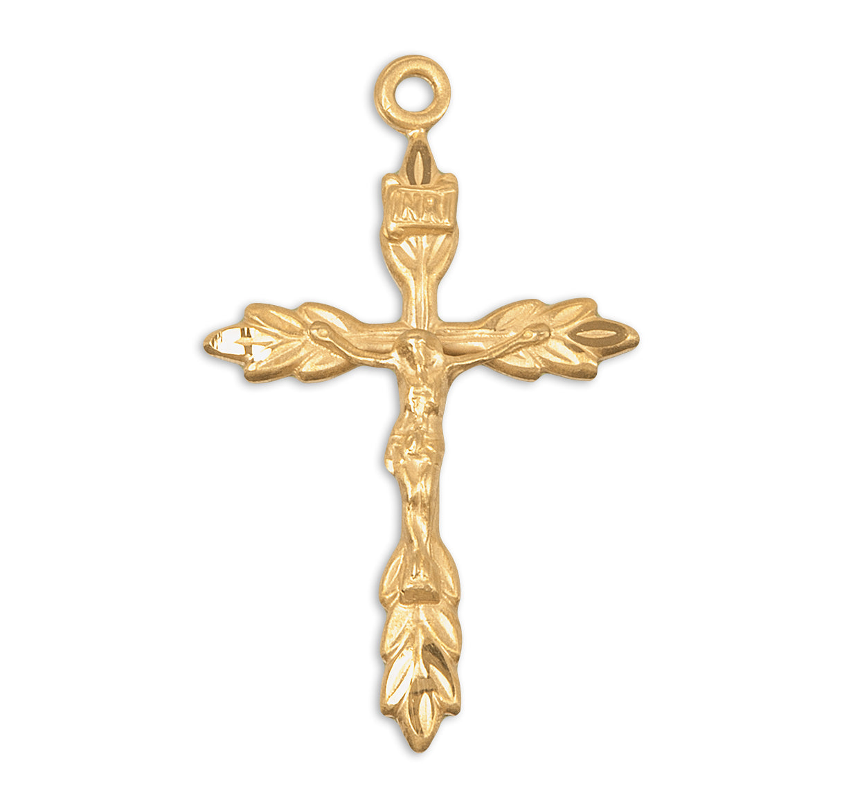 Gold Plated Wheat Crucifix Necklace