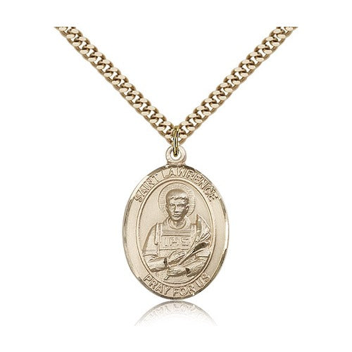 St. Lawrence Pendant with Chain, Bliss, Gold Filled