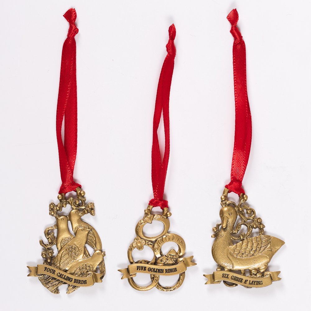 12 Days of Christmas Metal Ornament Set