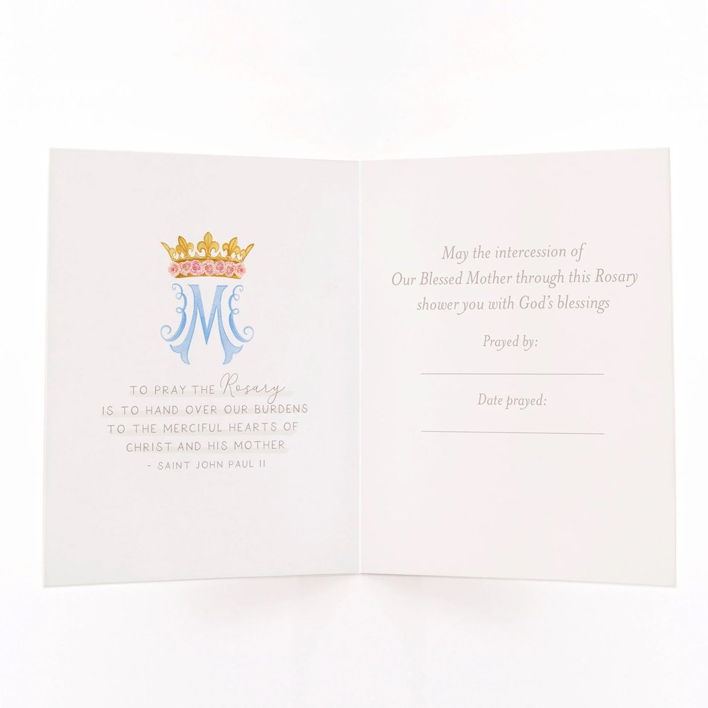 I Prayed a Rosary for You Flower Bouquet Greeting Cards (Variety 4 Pack)
