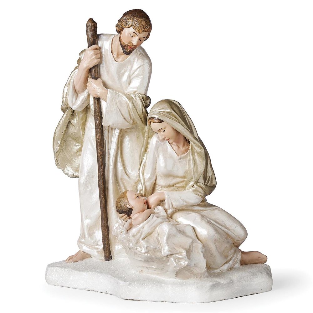 Ivory & White Pearlized One Piece Nativity - 12"
