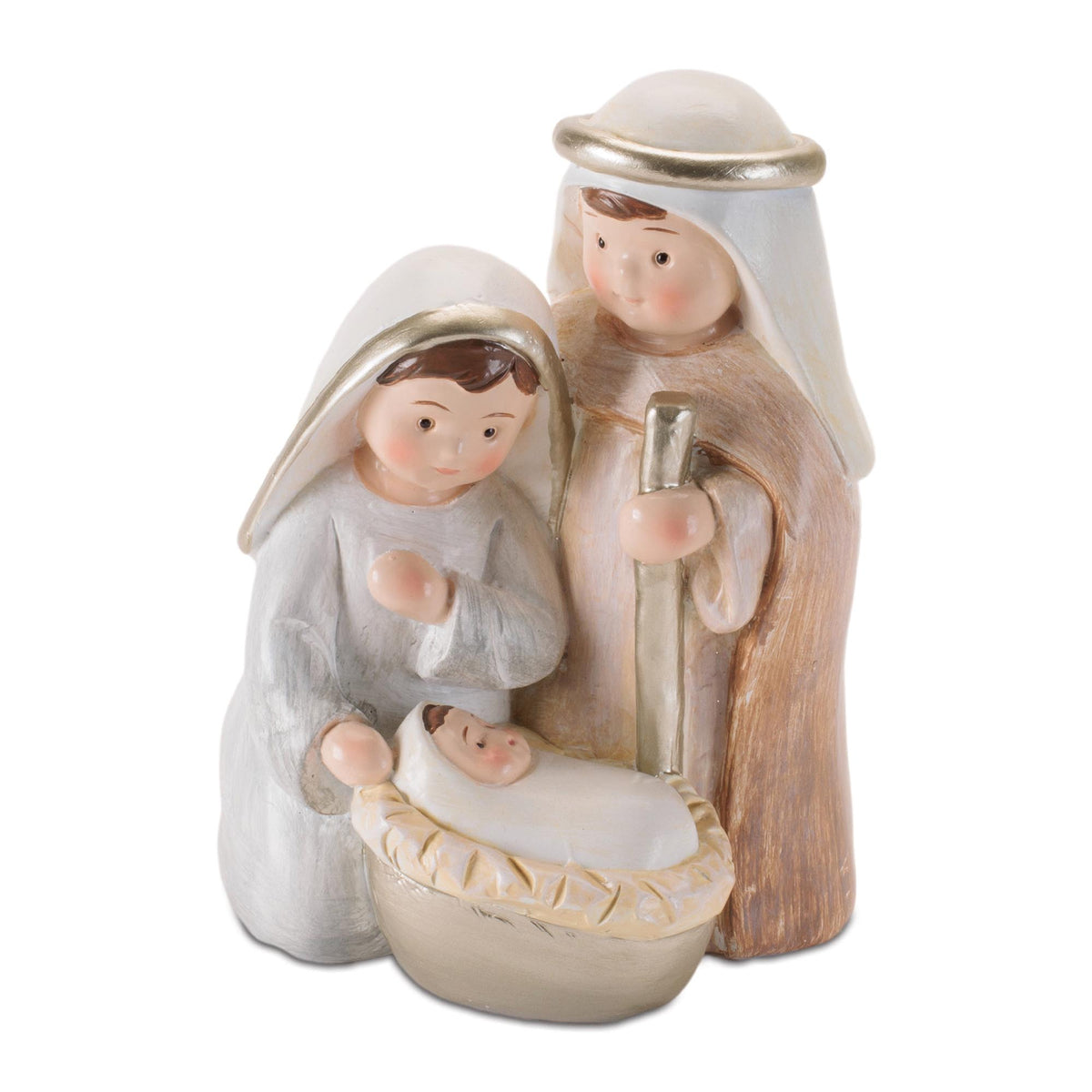 Gentle Childlike Holy Family Nativity Figurine