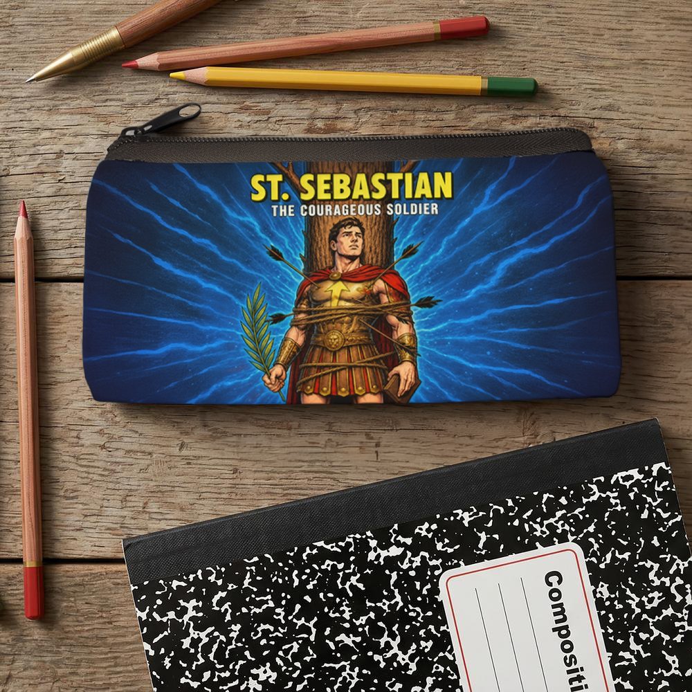 Personalized St. Sebastian Superhero Pencil Pouch