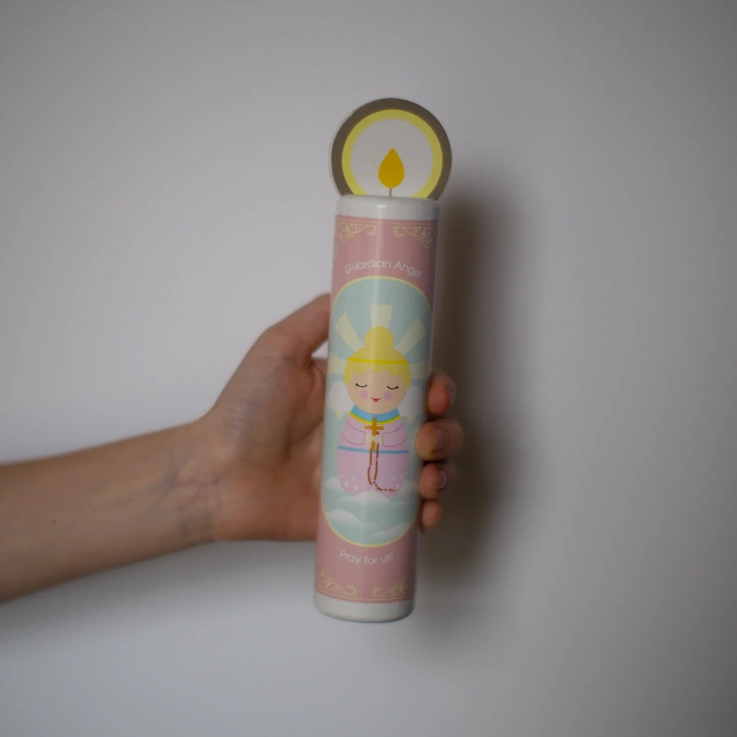 Kids Guardian Angel Wooden Prayer Candle