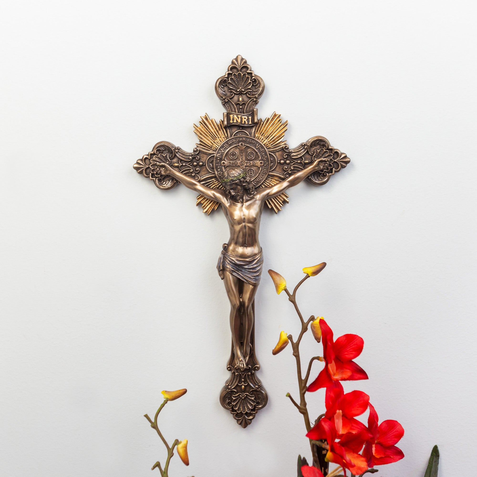 St. Benedict Sunburst Crucifix - 14"