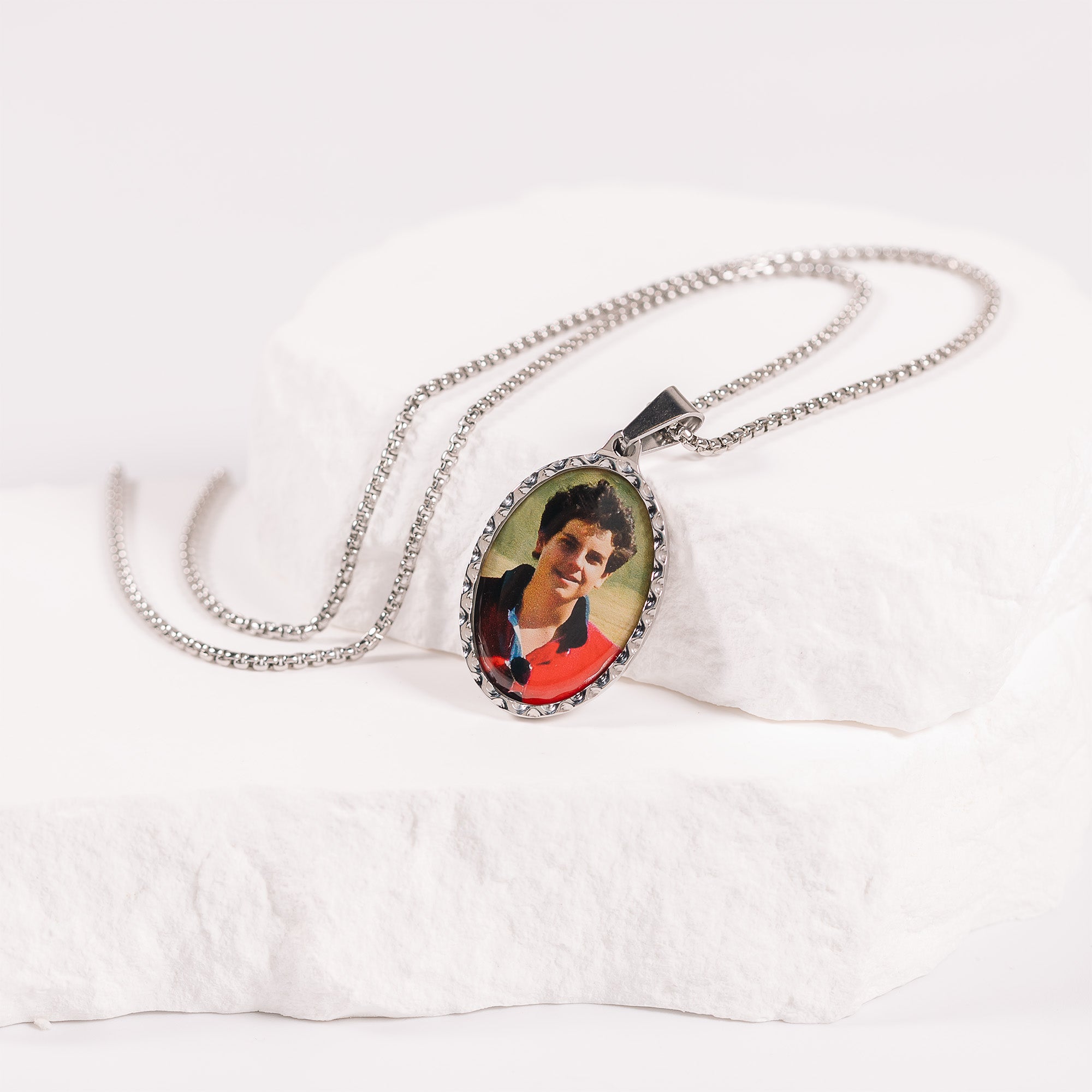 Personalized St. Carlo Acutis Oval Picture Pendant Necklace