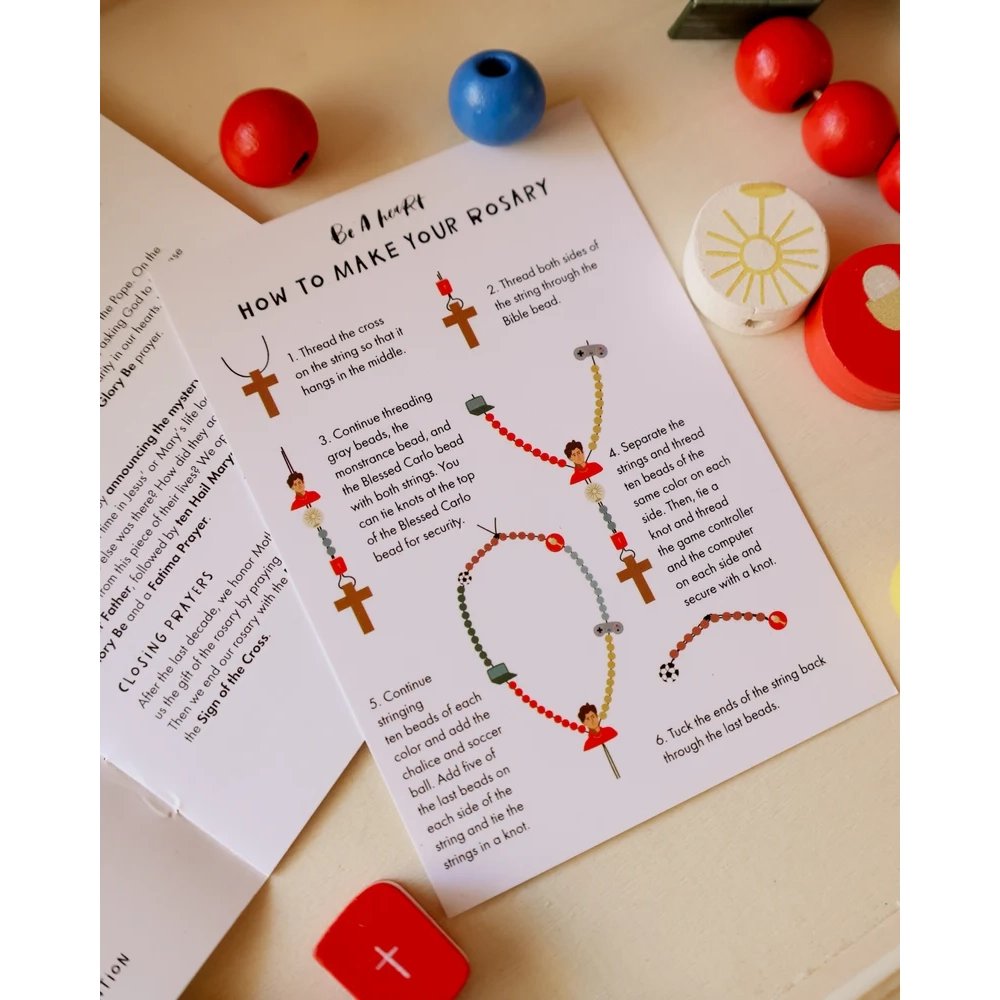 St. Carlo Acutis DIY Wooden Rosary Kit for Kids
