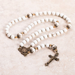 Miraculous Medal White Turquoise Gemstone Rosary