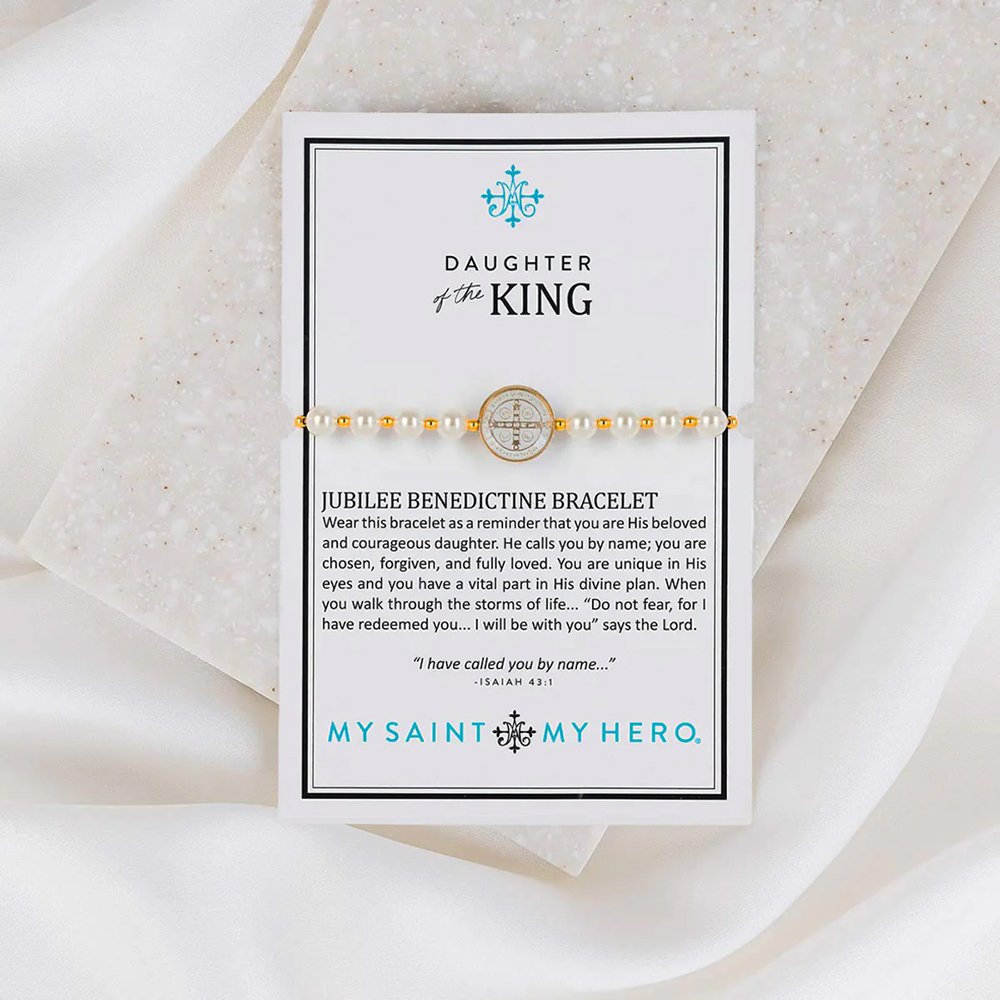 Daughter of the King Pearl St. Benedict Medal Bracelet