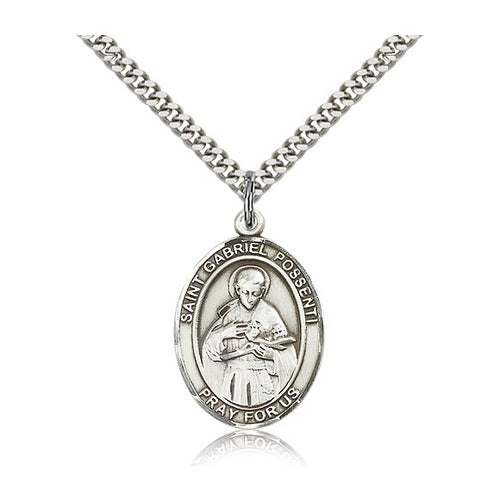 St. Gabriel Possenti Pendant with Chain, Bliss, Sterling Silver