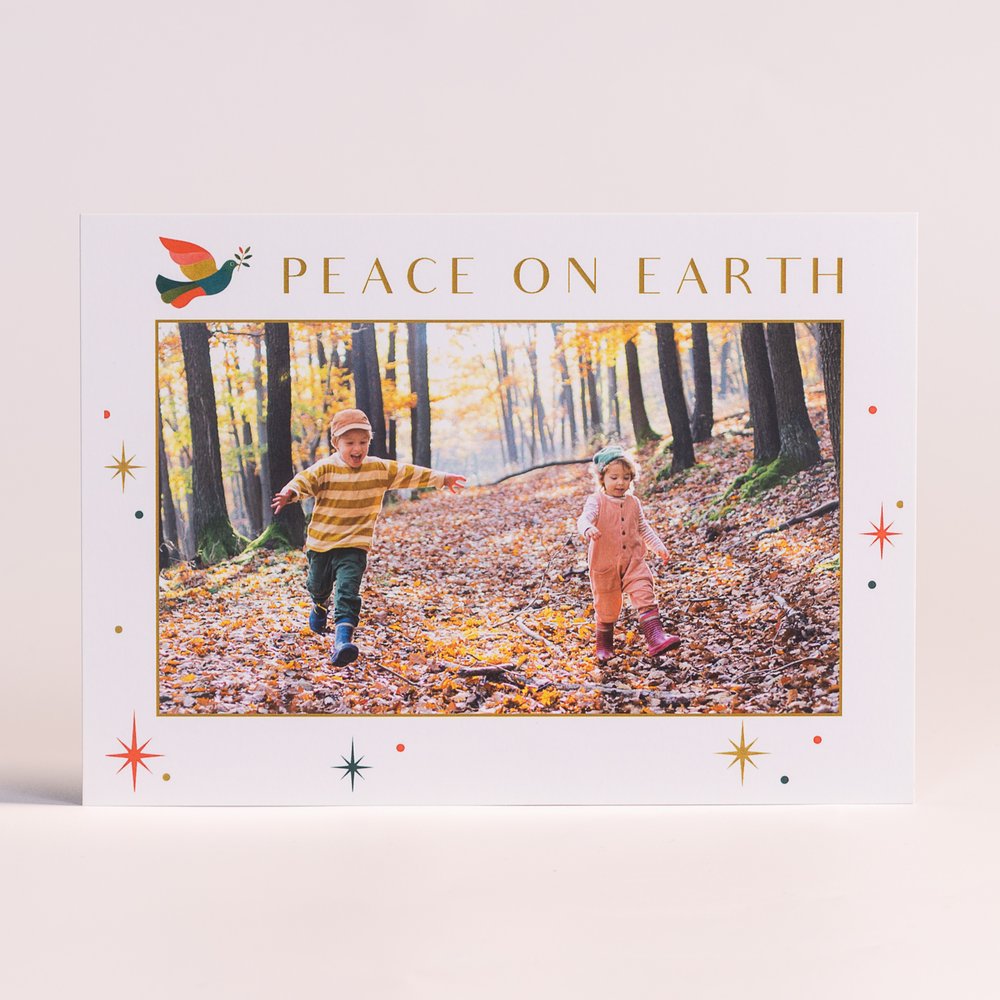 Personalized Peace on Earth Photo Christmas Cards