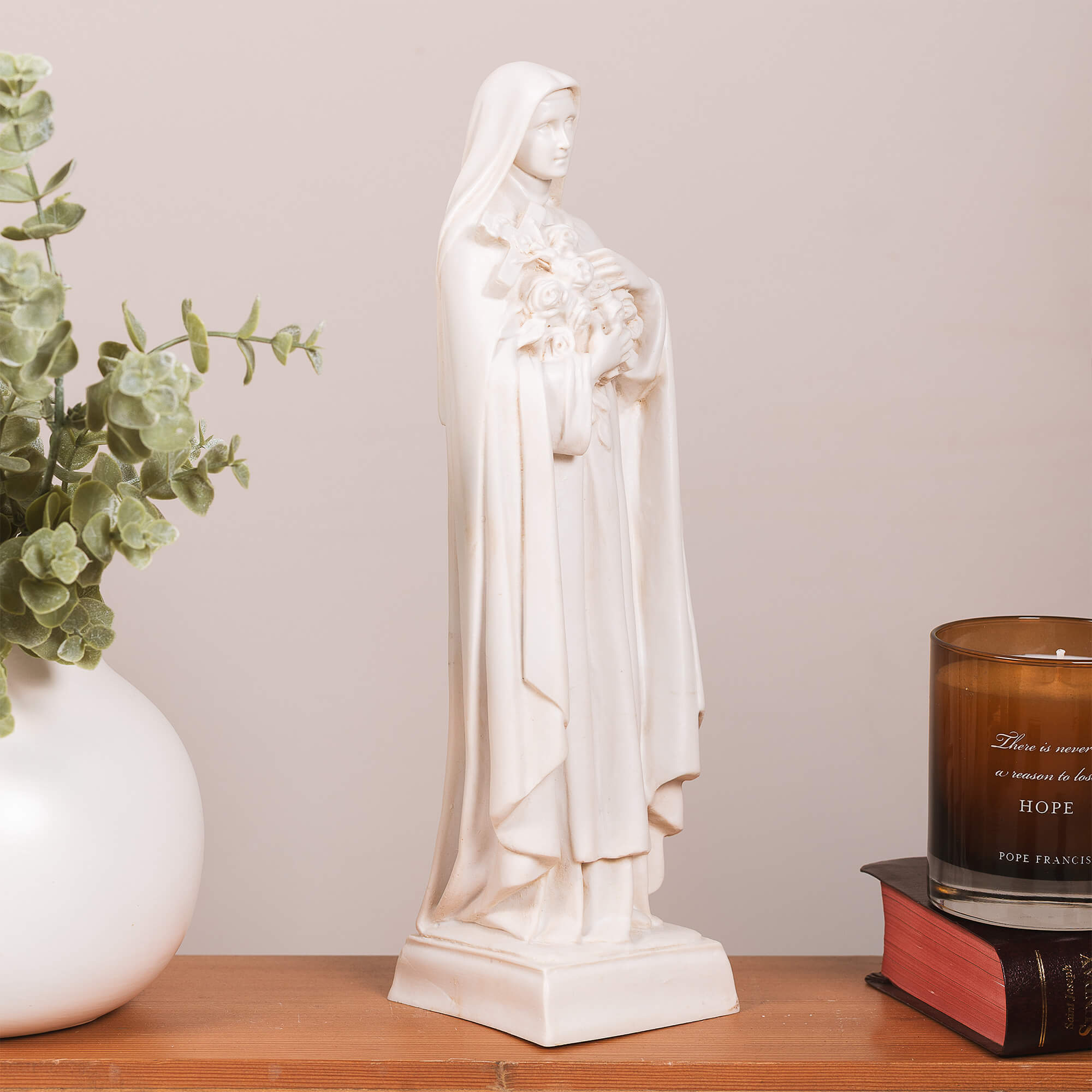 St. Therese Antique White Statue - 12.5"