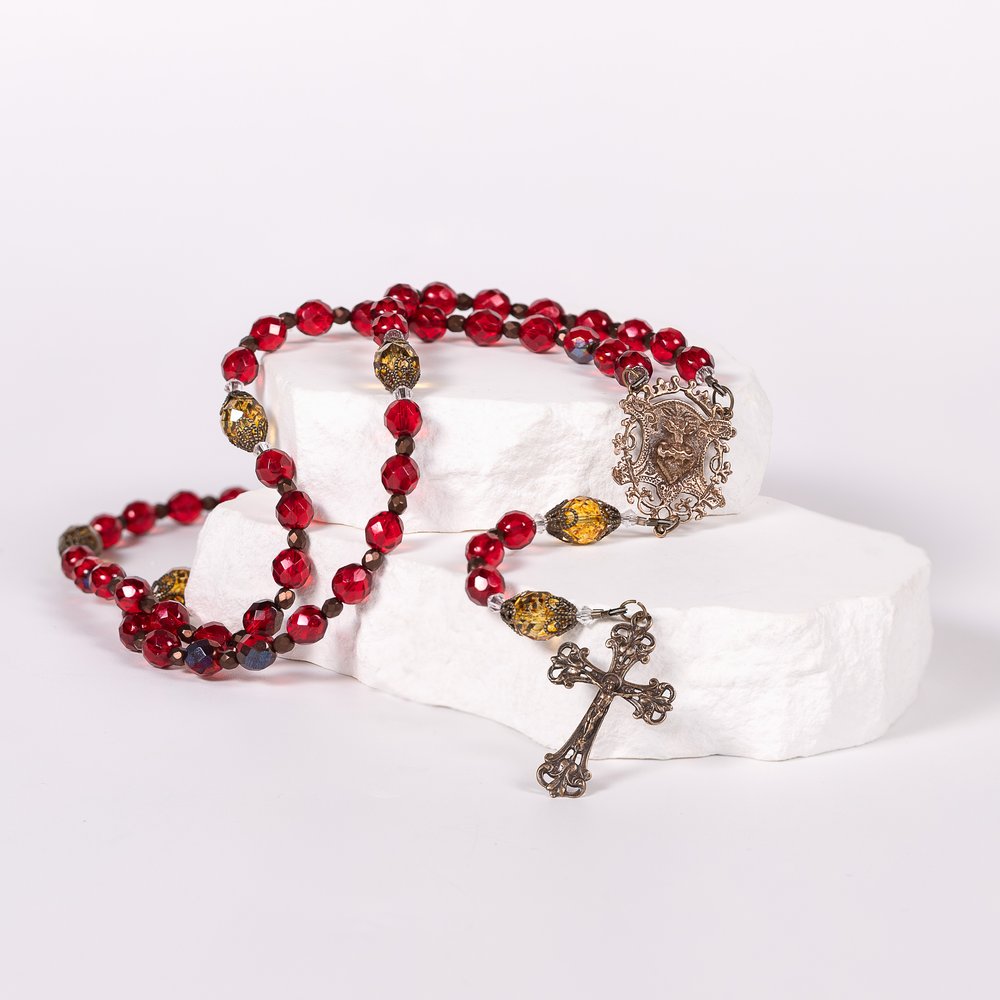 Sacred Heart of Jesus Crystal Rosary - Catholic Company Rosary of the Year 2027
