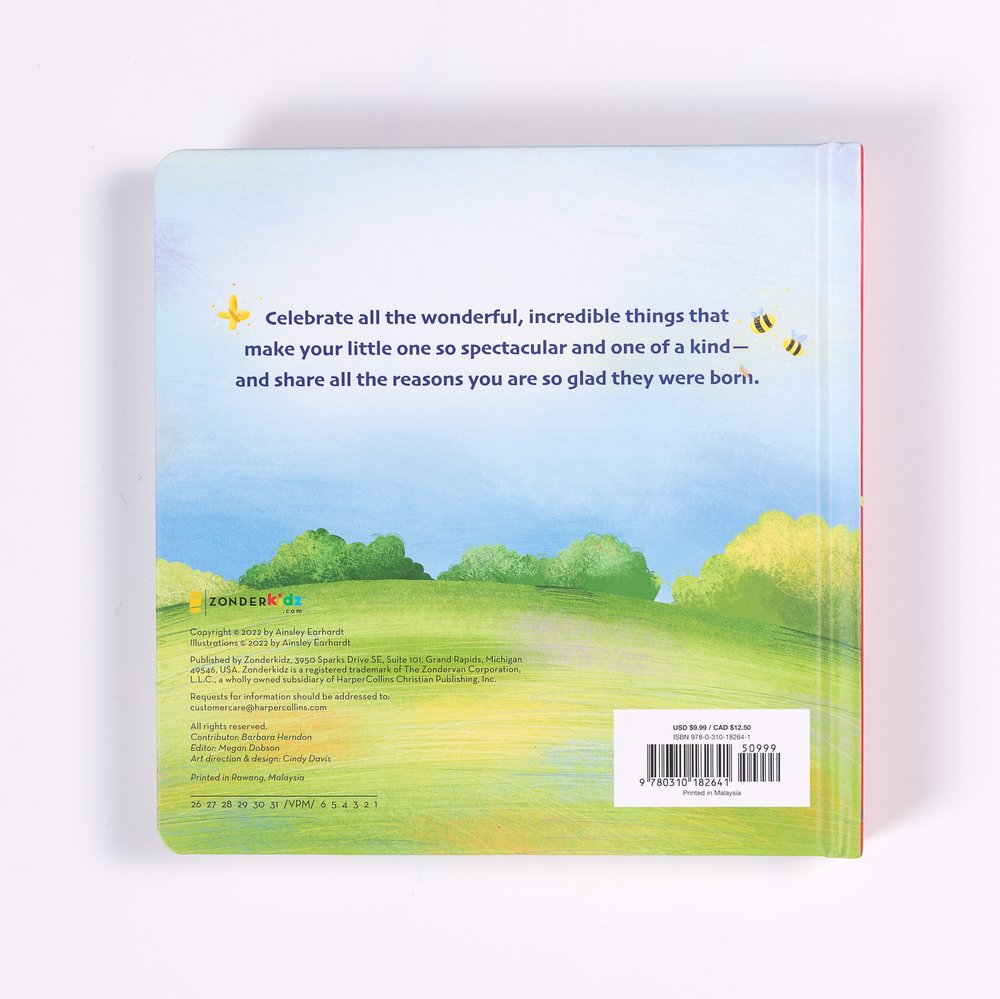 Back cover of children's board book featuring a heartwarming message and colorful illustrations.