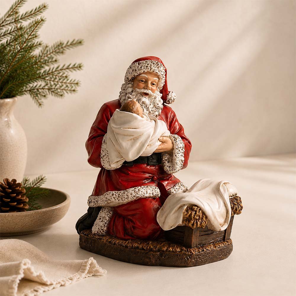 Adoring Santa Nativity Figurine - 9"